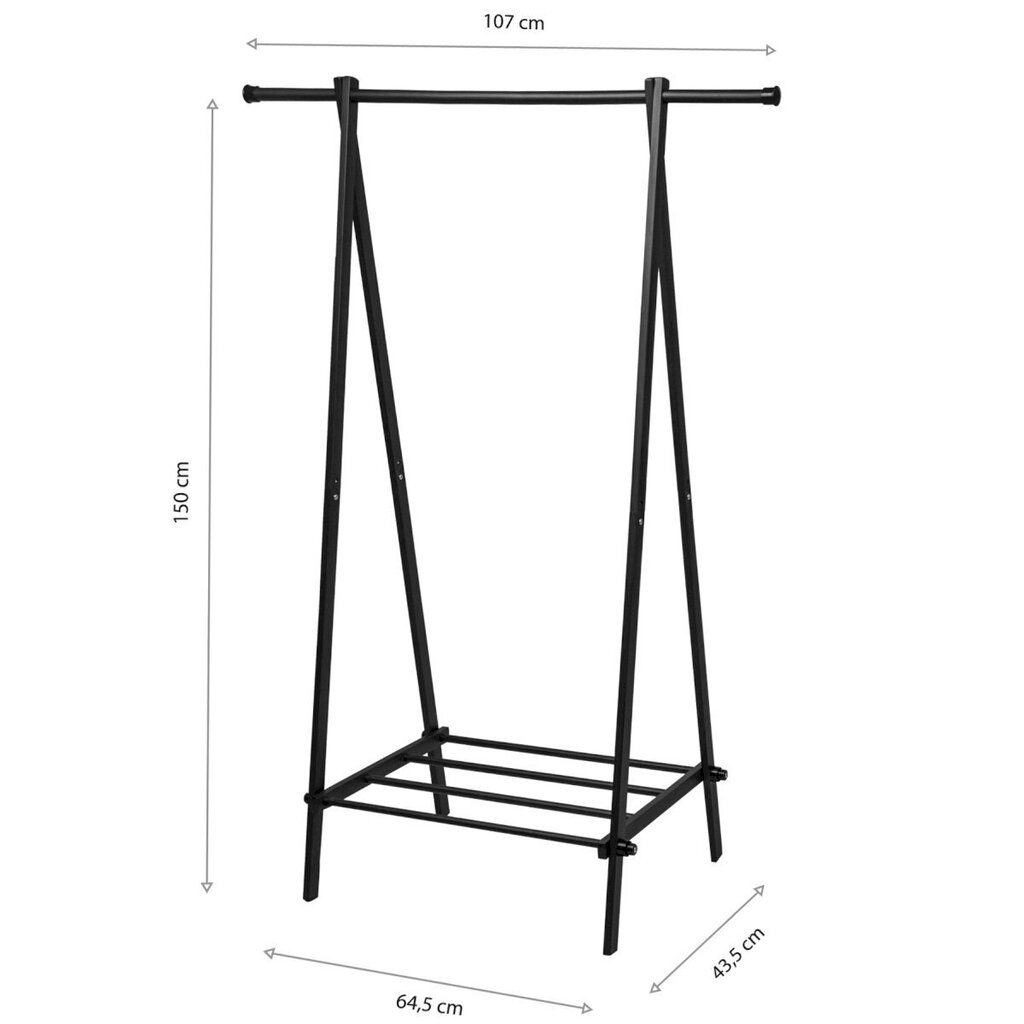 Riiuliga riidestange, 150 cm цена и информация | Riidepuud ja -kotid | kaup24.ee