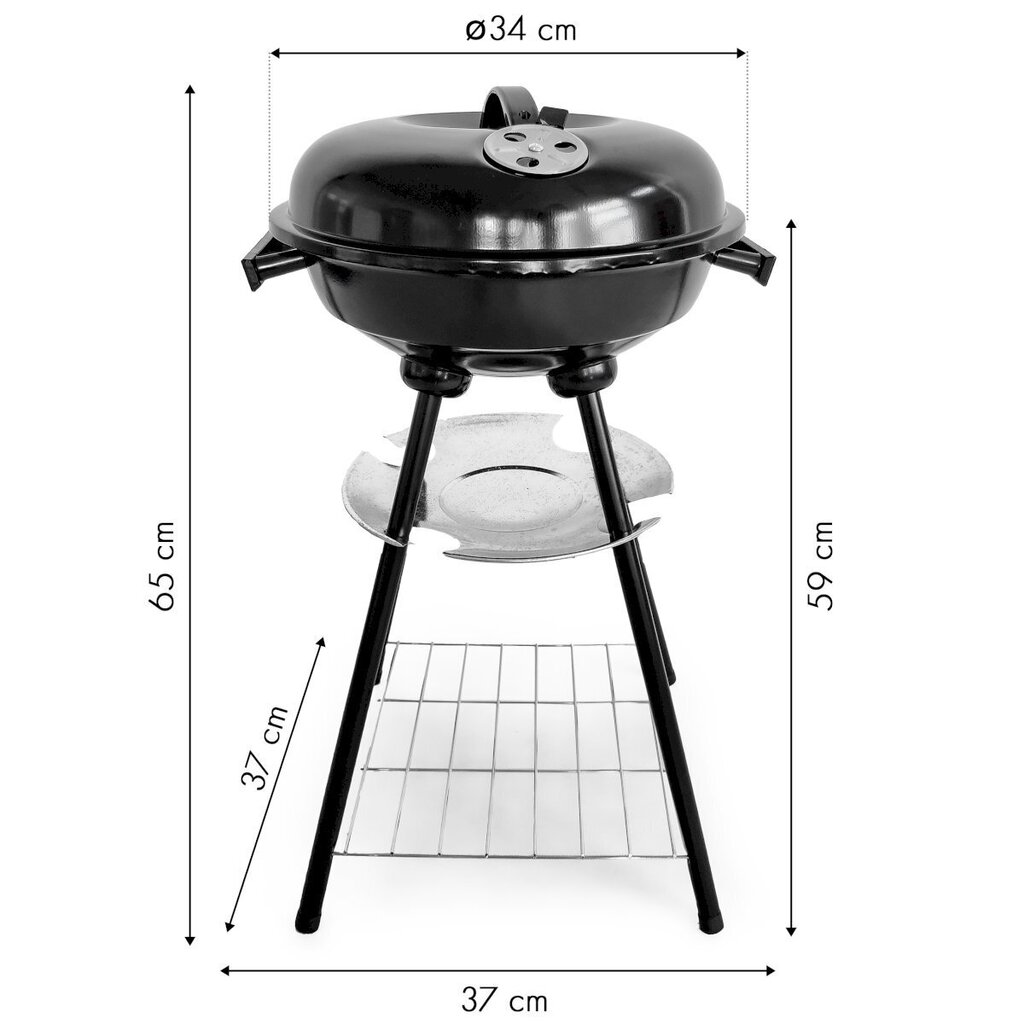 Kaanega aiagrill Modern Home, 37x37x65 cm, must цена и информация | Grillid | kaup24.ee