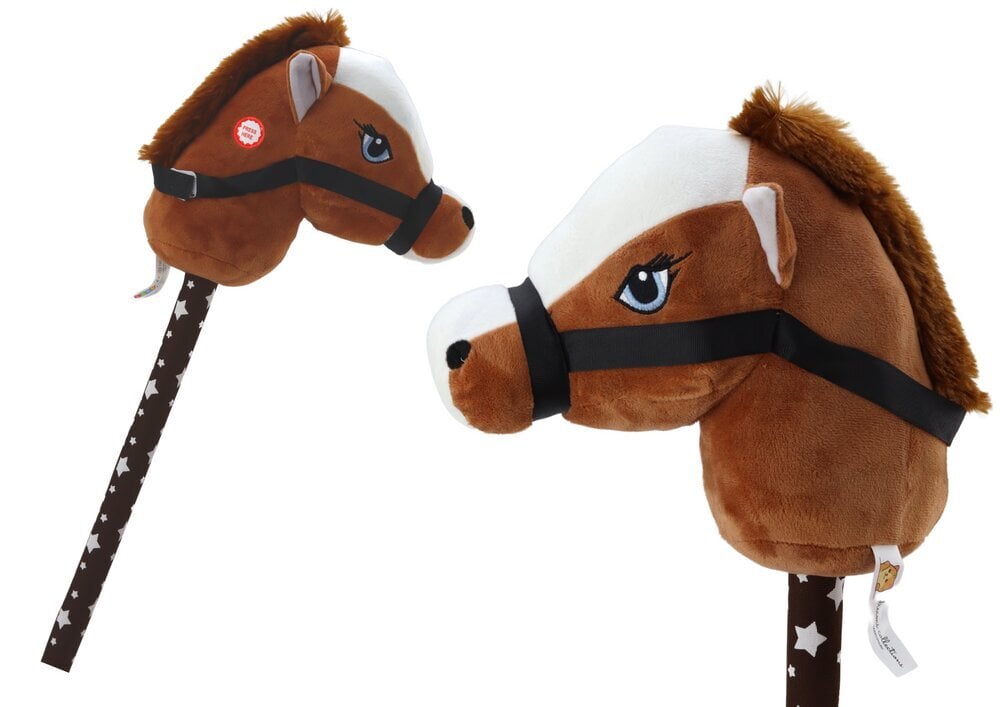 Pehme hobuse pea pulgal Hobby Horse koos helidega, tumepruun hind ja info | Imikute mänguasjad | kaup24.ee