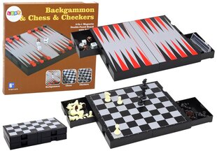 Magnetiline laud koos, male- ja backgammon mängudega цена и информация | Настольные игры, головоломки | kaup24.ee