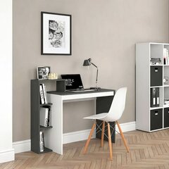 Kontori arvutilaua koos raamaturiiuli ja 4 riiuliga, valge ja hall hind ja info | Arvutilauad, kirjutuslauad | kaup24.ee