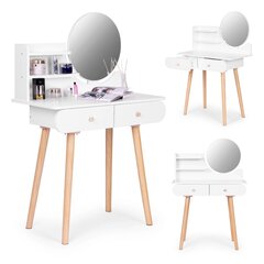 Современный туалетный столик с зеркалом и полками, белый цена и информация | Туалетные столики | kaup24.ee