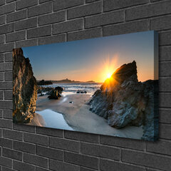 Seinapilt lõuendil Rock Beachi päikesemaastik hind ja info | Seinapildid | kaup24.ee