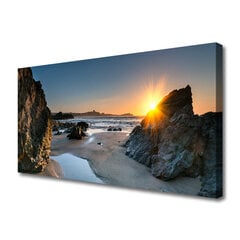 Seinapilt lõuendil Rock Beachi päikesemaastik hind ja info | Seinapildid | kaup24.ee
