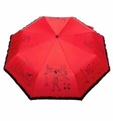 Automaatne vihmavari Parisian Parasol, punane/must hind ja info | Naiste vihmavarjud | kaup24.ee
