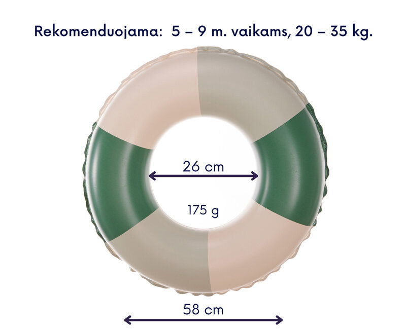 Täispuhutav ujumisrõngas, 58 cm, roheline hind ja info | Täispuhutavad veemänguasjad ja ujumistarbed | kaup24.ee