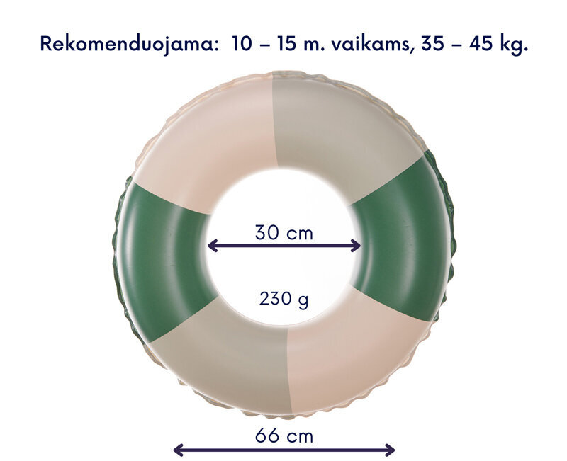 Täispuhutav ujumisrõngas, 66 cm, roheline цена и информация | Täispuhutavad veemänguasjad ja ujumistarbed | kaup24.ee