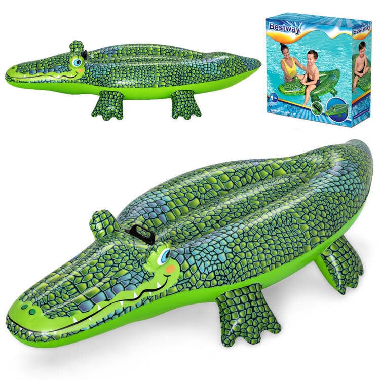 Täispuhutav lamamistool Bestway Crocodile, 152 x 71 cm, roheline hind ja info | Täispuhutavad veemänguasjad ja ujumistarbed | kaup24.ee