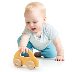 Деревянный раздвижной автомобиль Viga, желтый цена и информация | Игрушки для малышей | kaup24.ee