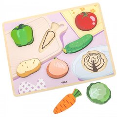 Puidust Montessori pusle 2in1 köögiviljad Viga цена и информация | Развивающие игрушки | kaup24.ee