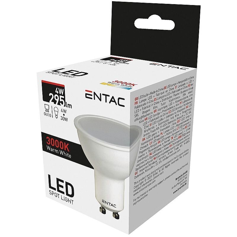 LED pirn Entac 4W GU10 3000K цена и информация | Lambipirnid, lambid | kaup24.ee