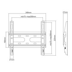 Крепление для телевизора Sbox PLB-2522F-2 (23-43|45 кг|200x200) цена и информация | Кронштейны и крепления для телевизоров | kaup24.ee