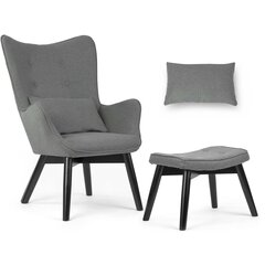 Кресло с подставкой для ног, серое цена и информация | Кресла в гостиную | kaup24.ee