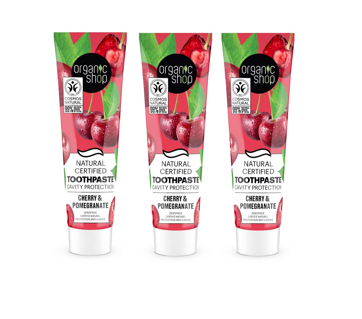 Hambapasta Organic Shop Cherry & Pomegranate, 3 x 100 ml цена и информация | Suuhügieen | kaup24.ee