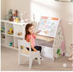 Двусторонний детский стол и стул с магнитной доской Costway, белый цена и информация | Детские столы и стулья | kaup24.ee
