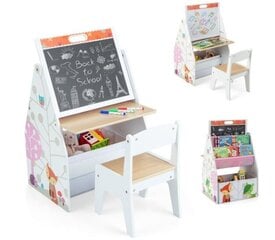 Двусторонний детский стол и стул с магнитной доской Costway, белый цена и информация | Детские столы и стулья | kaup24.ee