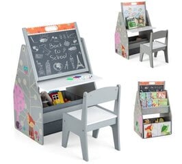 Kahepoolne lastelaud ja tool magnettahvliga Costway, hall hind ja info | Laste lauad ja toolid | kaup24.ee