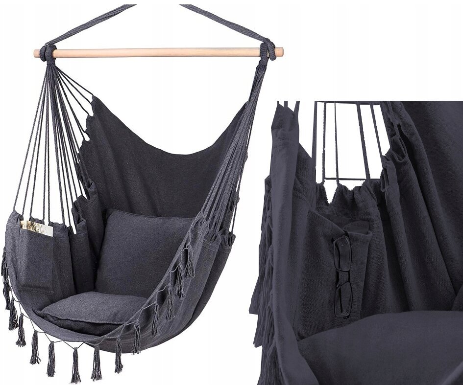 Brasiilia aiarippkiik Hammock XXL Swing Grafiit цена и информация | Võrkkiiged | kaup24.ee