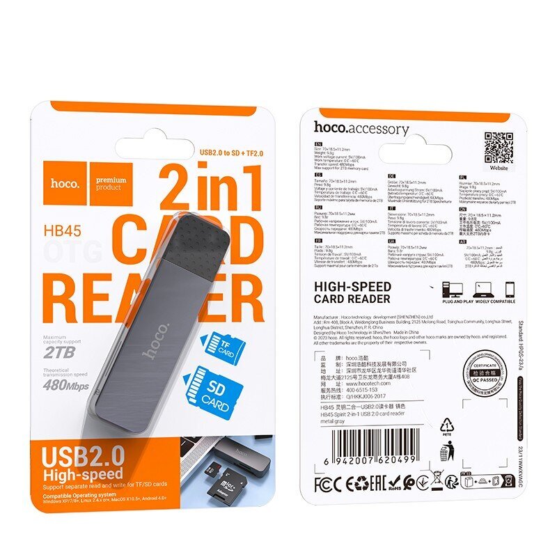 Hoco HB45 2-in-1 USB3.0, hall цена и информация | USB jagajad, adapterid | kaup24.ee