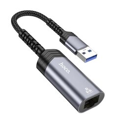 Адаптер Hoco UA26 USB-A to RJ45 (1000 Mbps), серый цена и информация | Адаптер Aten Video Splitter 2 port 450MHz | kaup24.ee