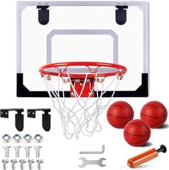 Minikorvpallirõngas 3 palli ja õhupumbaga Stay Gent, 40x30cm цена и информация | Баскетбольные щиты | kaup24.ee