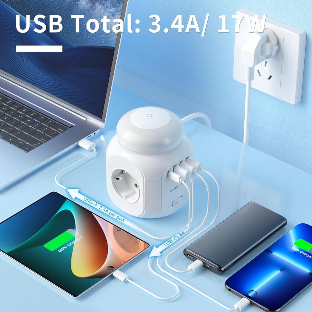 Chiclew vooluvõrk koos USB C-ga hind ja info | Toiteplokid | kaup24.ee