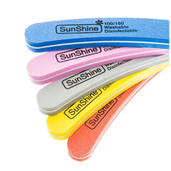 Пилка SunShine для ногтей на пене банан 100/180, разноцветная, 1 шт. цена и информация | Средства для маникюра и педикюра | kaup24.ee