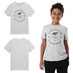 Детская футболка 4F серого цвета, размер 152 4FJSS23TTSHM294_CHLODNY_JASNY_SZARY_MELANZ_152 цена и информация | Рубашки для мальчиков | kaup24.ee