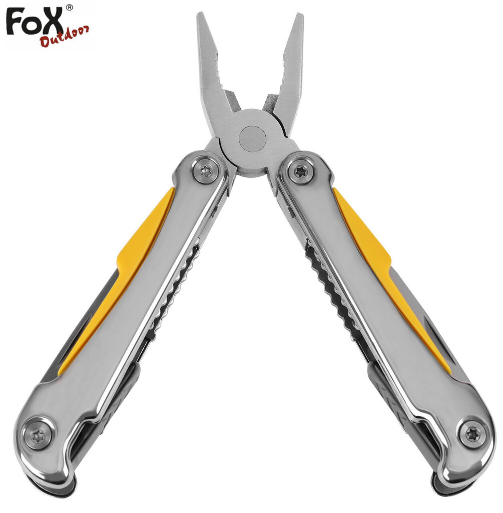 Multifunktsionaalne tööriist Multitool Fox Outdoor 9 tööriista kollane suur + kohver hind ja info | Taskunoad, multifunktsionaalsed tööriistad | kaup24.ee