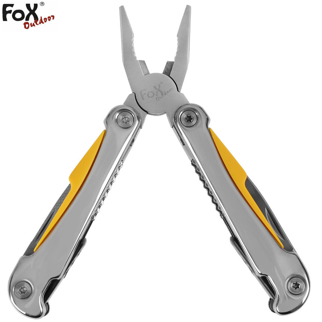 Multifunktsionaalne tööriist Multitool Fox Outdoor 9 tööriista kollane suur + kohver hind ja info | Taskunoad, multifunktsionaalsed tööriistad | kaup24.ee