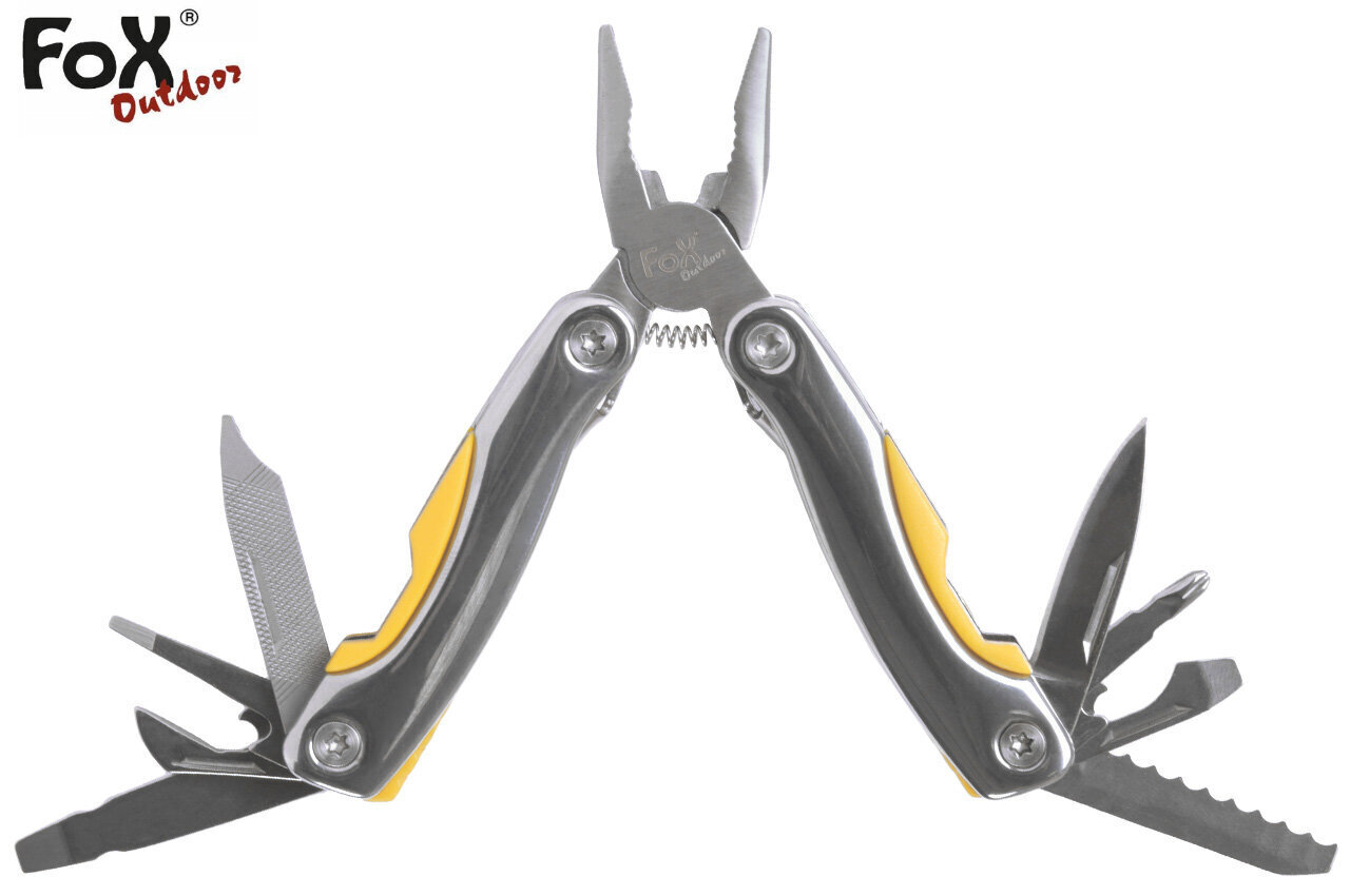 Multifunktsionaalne tööriist  Multitool Fox Outdoor 9 tööriista kollane mini hind ja info | Taskunoad, multifunktsionaalsed tööriistad | kaup24.ee