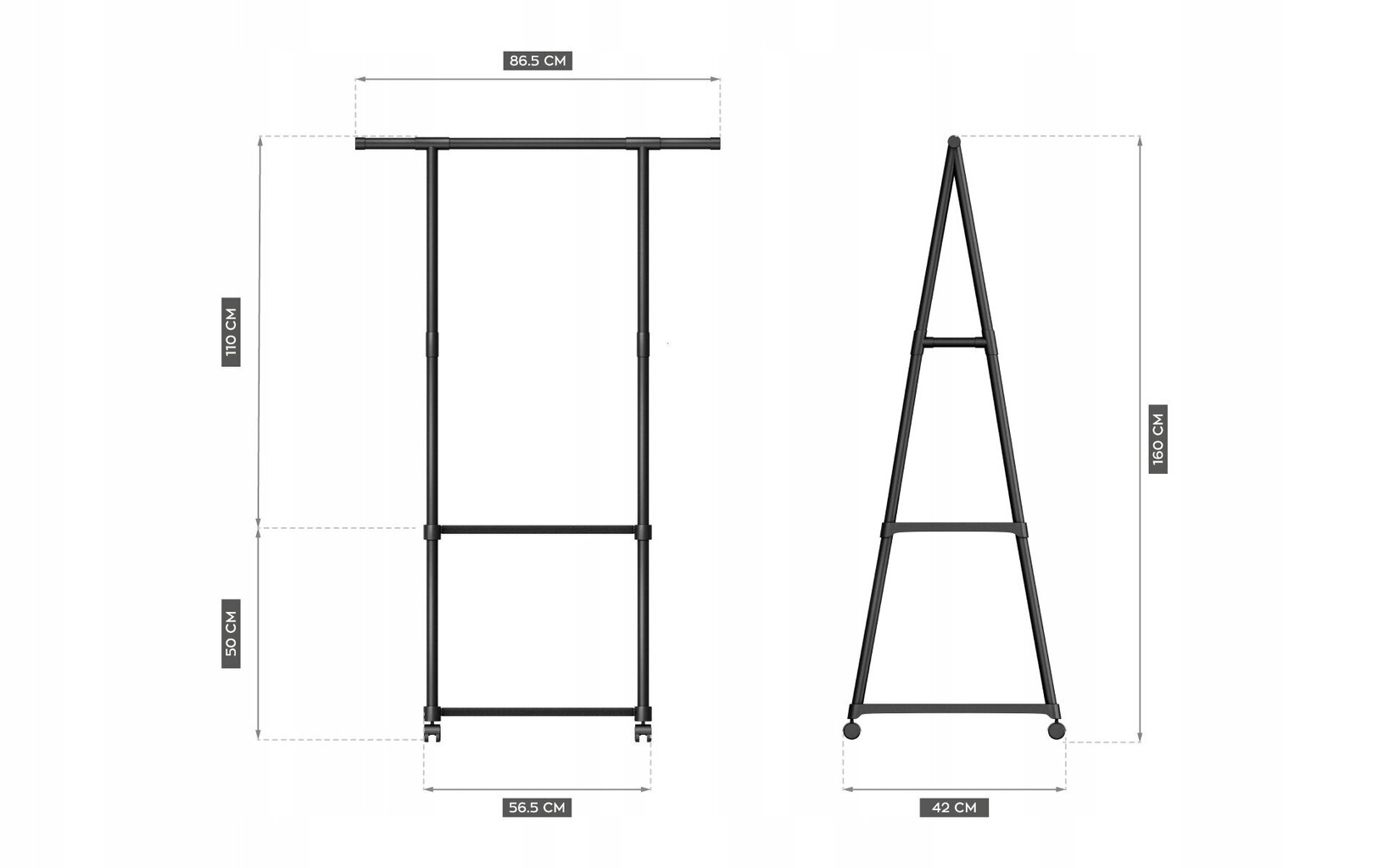 Riidestange Markadler, 110x85x56 cm, must hind ja info | Nagid | kaup24.ee