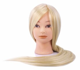 Тренировочная парикмахерская голова блондинка синтетические волосы 60 см цена и информация | Аксессуары для волос | kaup24.ee