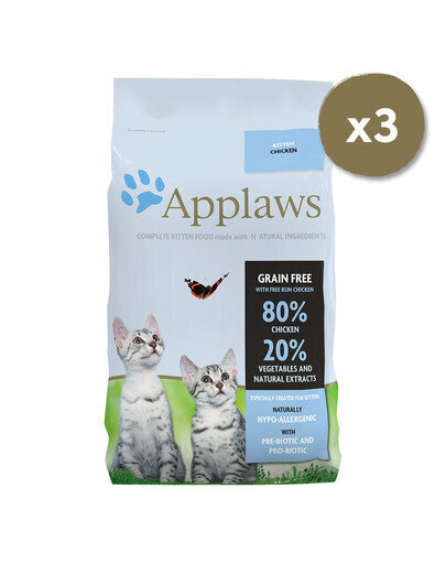 Applaws kassidele kanaga, 3x2 g hind ja info | Kuivtoit kassidele | kaup24.ee