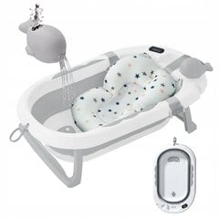 Складная детская ванночка с термометром и подушкой, серого цвета цена и информация | Maudynių prekės | kaup24.ee