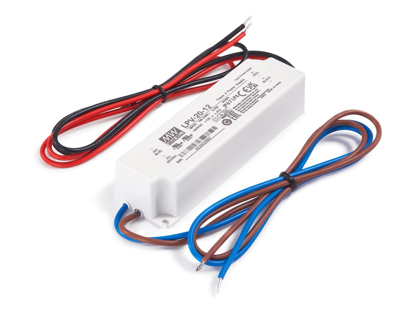 Mean Well LPV-20-12 12V 20W 1.67A IP67 modulaarne toiteallikas 12V 20W 1.67A цена и информация | Toiteplokid | kaup24.ee