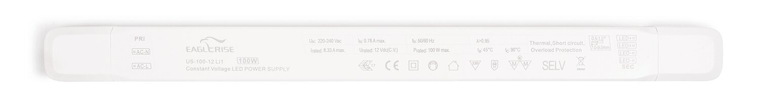 Eaglerise 12V 100W 8.33A konstantse pingega toiteallikas IP20 hind ja info | Toiteplokid | kaup24.ee