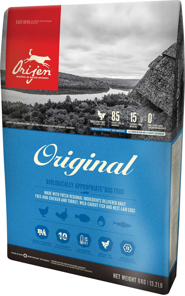 Orijen Original täiskasvanud koertele kana, kala ja kalkuniga, 11.4 kg hind ja info | Kuivtoit koertele | kaup24.ee