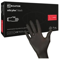 MERCATOR NITRYLEX BLACK Перчатки нитриловые черные размер L 100 штук цена и информация | Рабочие перчатки | kaup24.ee
