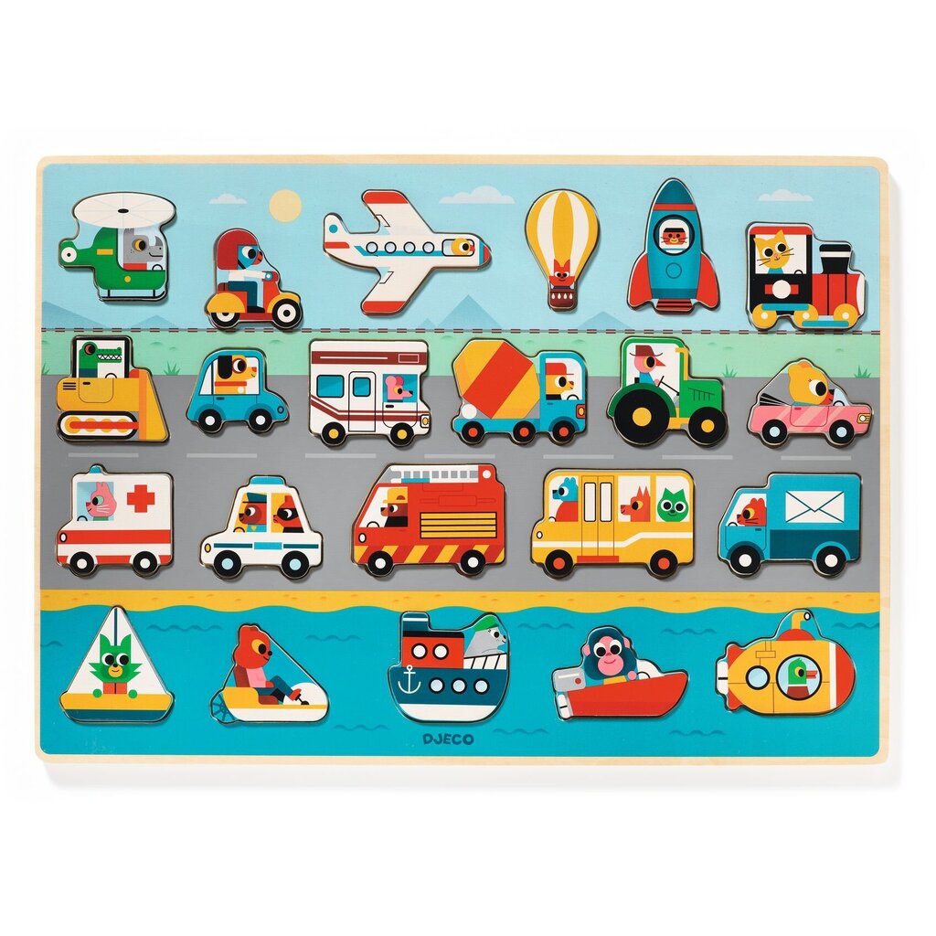 Puidust pusle - Sõidukid, Djeco DJ01831 hind ja info | Imikute mänguasjad | kaup24.ee