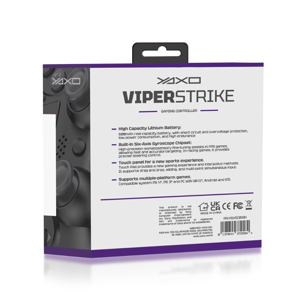 Yaxo Viper Strike PS4, juhtmevaba YGVSC01BK, must hind ja info | Mängupuldid | kaup24.ee
