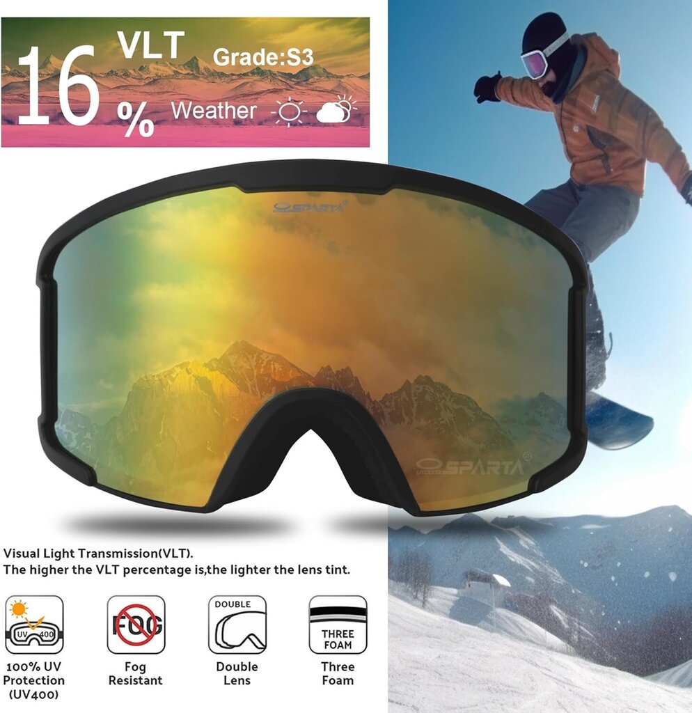 OUTDOOR SPARTA Suusaprillid, lumelauaprillid SNOW-044 цена и информация | Suusaprillid | kaup24.ee