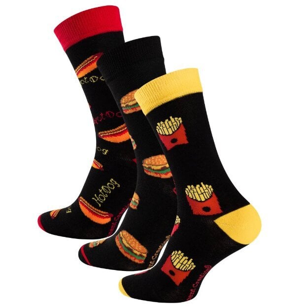Sokid Burger kinkekarbis, 3 paari hind ja info | Lõbusad sokid | kaup24.ee