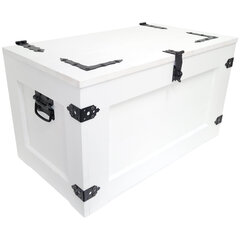 Деревянный ящик на колесах и крышке белого цвета 80x47x45 см деревянный багажник цена и информация | Ящики для вещей | kaup24.ee