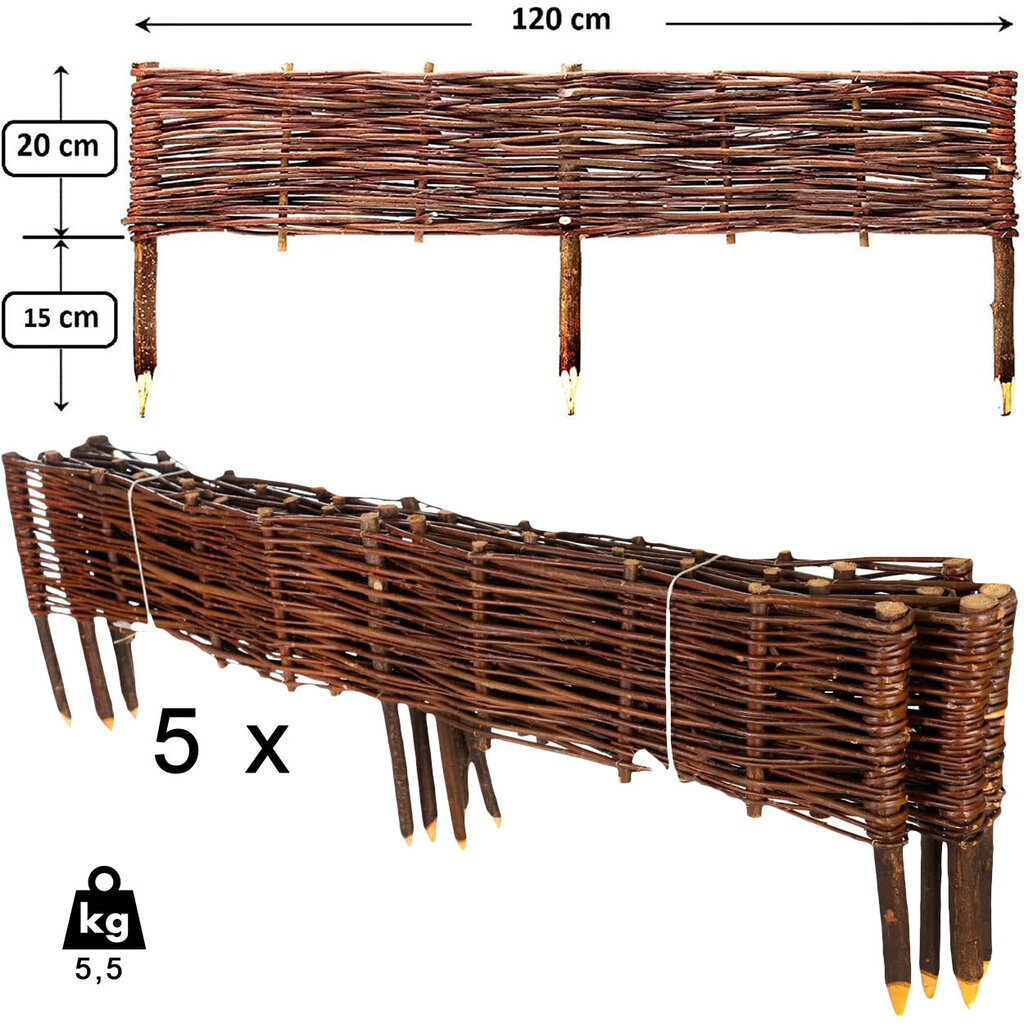 Aiapalisaadi komplekt 5 tk, 120x20cm цена и информация | Aiad ja tarvikud | kaup24.ee