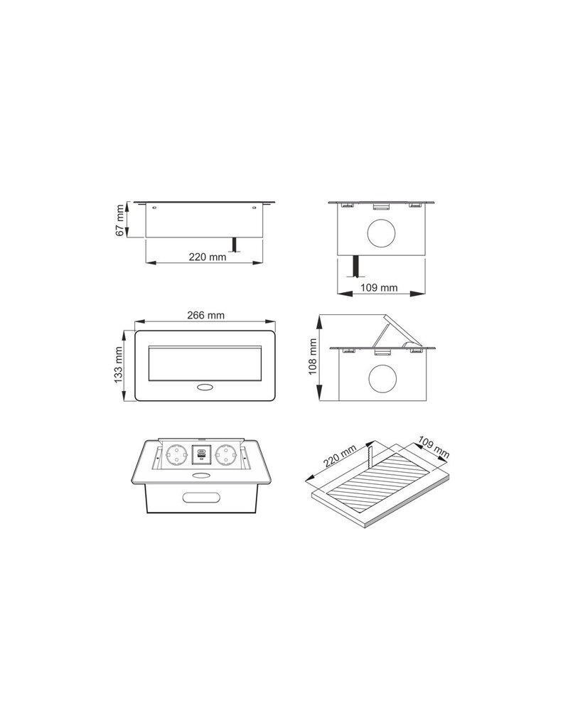 Pikendus Komb-CZ-2DE-USB-M1W hind ja info | Pikendusjuhtmed, kaablid | kaup24.ee