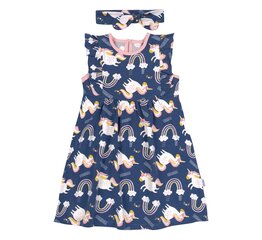 Лёгкое летнее платье + повязка на голову Bembi KP241, синее цена и информация | Платья для девочек | kaup24.ee