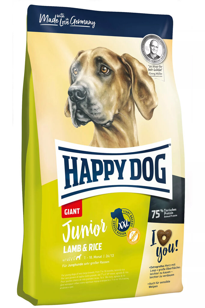 Happy Dog Junior Giant Lamb & Rice koeratoit, 15kg цена и информация | Kuivtoit koertele | kaup24.ee