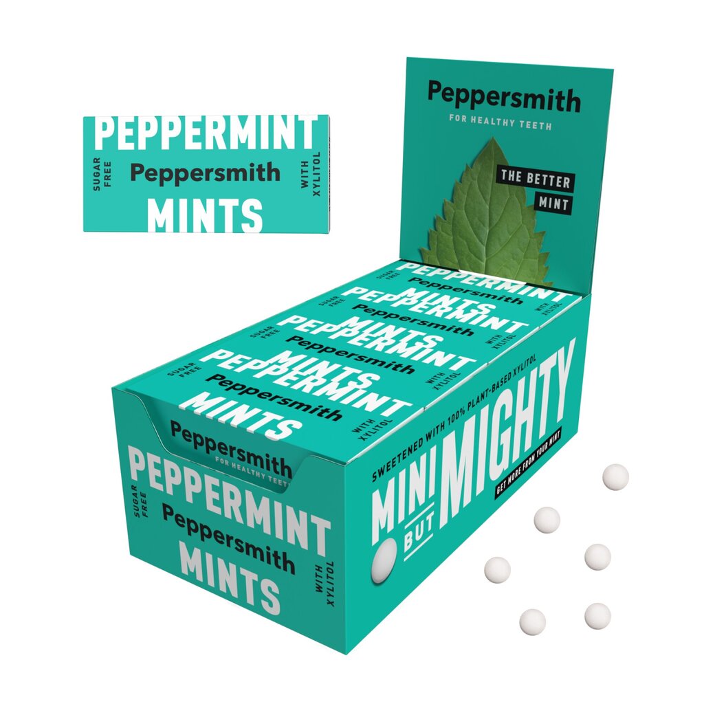 Ksülitooliga piparmündimaitselised kommid Xylitol Peppersmith, 12 pakki hind ja info | Maiustused | kaup24.ee