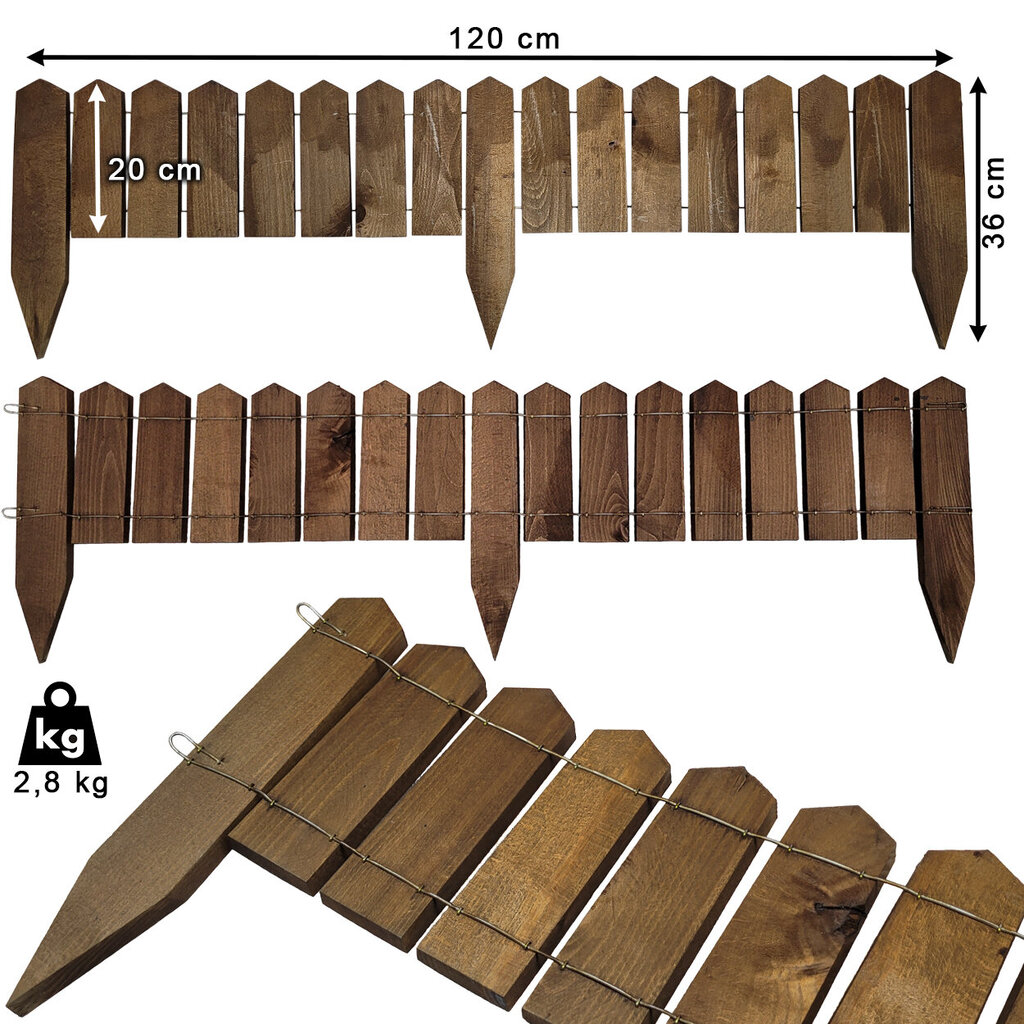 Puidust palisaed 120x20 cm hind ja info | Aiad ja tarvikud | kaup24.ee